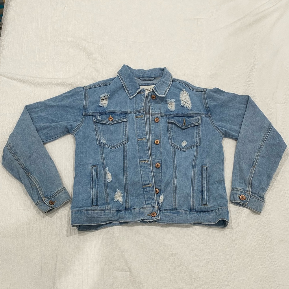Blue distressed jean jacket